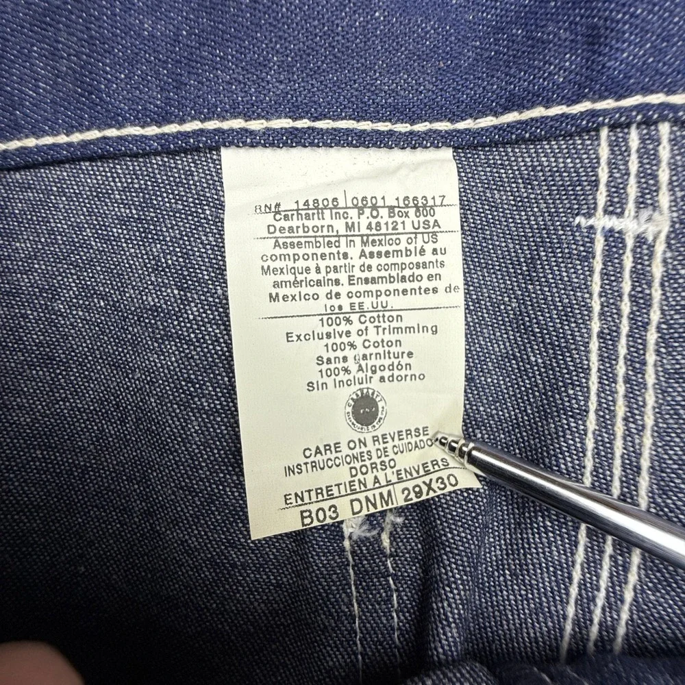 Carhartt B03 DNM Mens Denim Logger Dungaree Carpenter Pants Blue 29x30 NWT